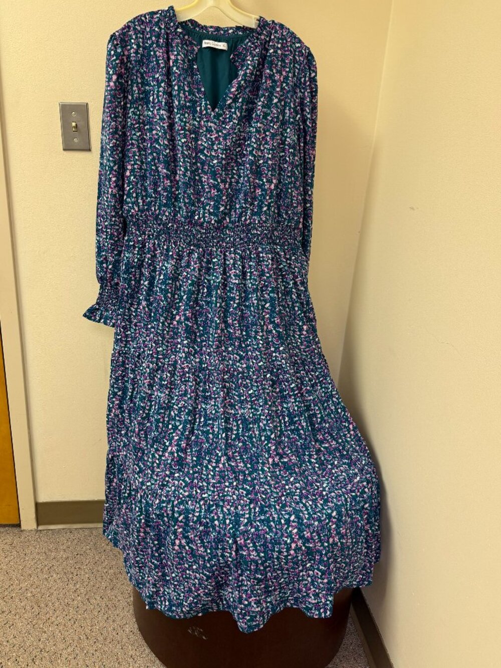 PrettyGarden XXL Floral Maxi Dress Smocked Waist Pockets Lined